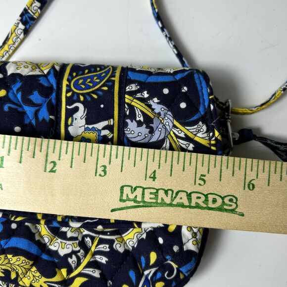 Vera Bradley Ellie Blue Yellow Blue Elephant Floral Quilted Mini Crossbody Bag - Picture 10 of 12